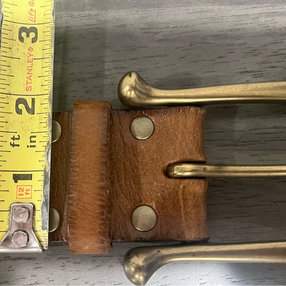 Linea Pelle Leather Studded Belt - Brown / Bronze w/ Gold Buckle - Size Medium - Picture 9 of 9